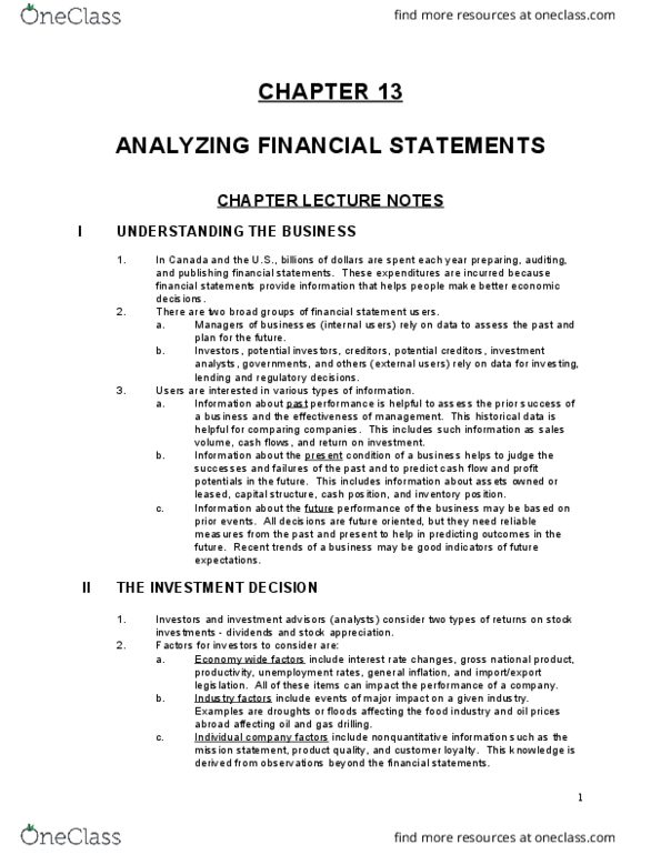 COMM 293 Lecture Notes - Lecture 13: Financial Statement Analysis, Cash Flow Statement, Time Series thumbnail