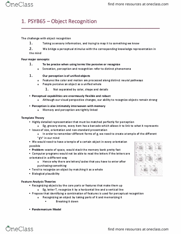 PSYB65H3 Lecture Notes - Lecture 4: Knowledge Representation And Reasoning, Barcode, Astereognosis thumbnail