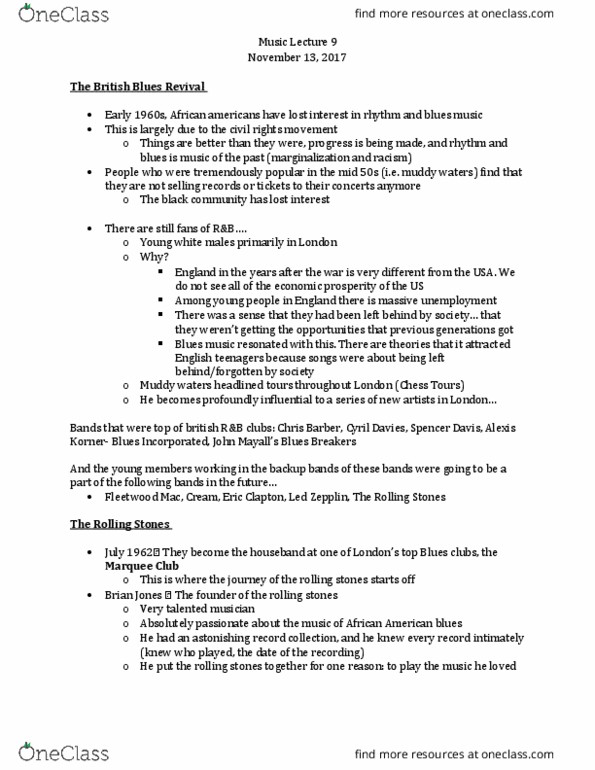 MUSIC 2II3 Lecture Notes - Lecture 9: Andrew Loog Oldham, Mick Jagger, Brian Epstein thumbnail