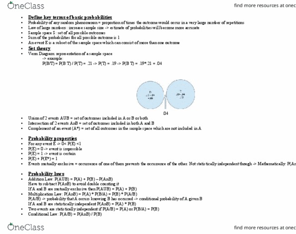 FINE 441 Lecture Notes - Lecture 1: Venn Diagram, Sample Space, Set Theory thumbnail