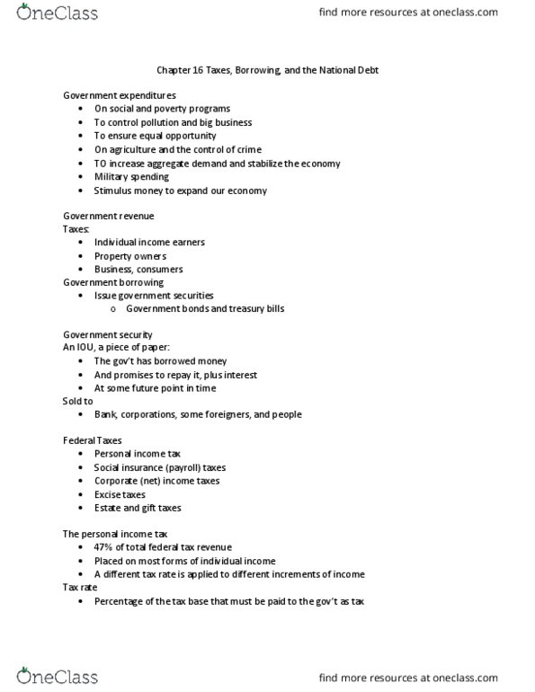 ECON 2D03 Lecture Notes - Lecture 11: Social Insurance, Aggregate Demand thumbnail