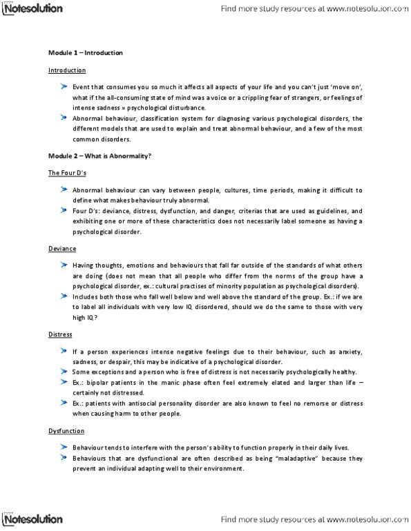 PSYCH 1X03 Lecture Notes - Somatic Symptom Disorder, Headache, Mania thumbnail