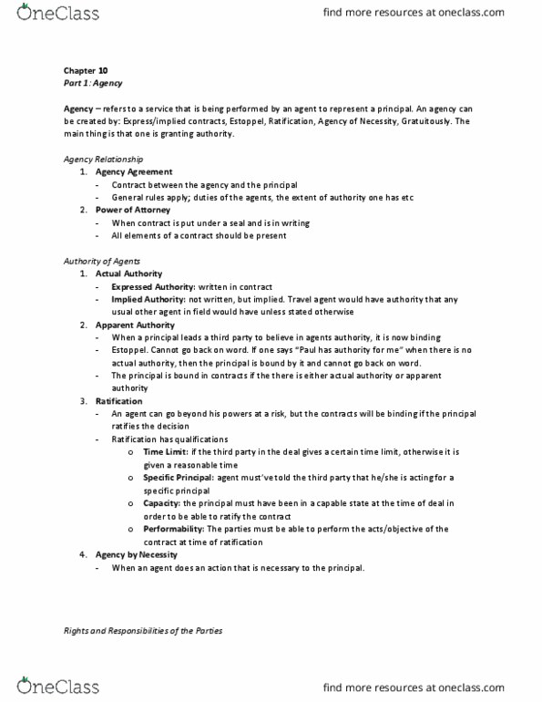 Management and Organizational Studies 2275A/B Lecture Notes - Lecture 10: Travel Agency, Fiduciary, Uberrima Fides thumbnail