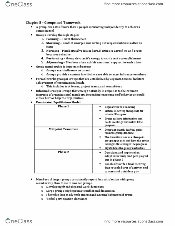 Management and Organizational Studies 2181A/B Lecture Notes - Lecture 5: Role Conflict, Mental Models, Job Performance thumbnail