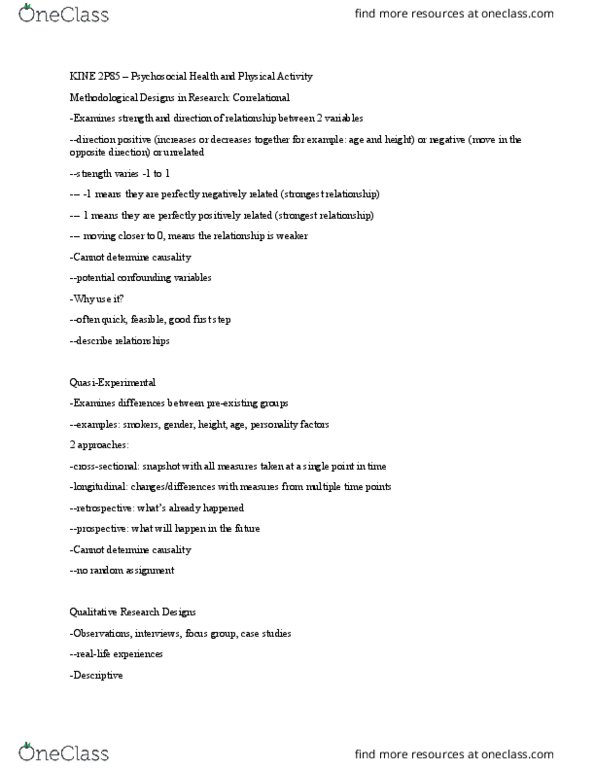 KINE 3P05 Lecture Notes - Lecture 3: Random Assignment, Focus Group, Determinism thumbnail