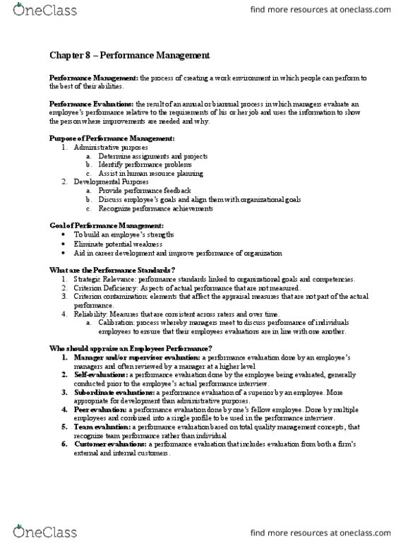 ADM 2337 Chapter Notes - Chapter 8-15: Total Quality Management, Performance Appraisal, Job Performance thumbnail