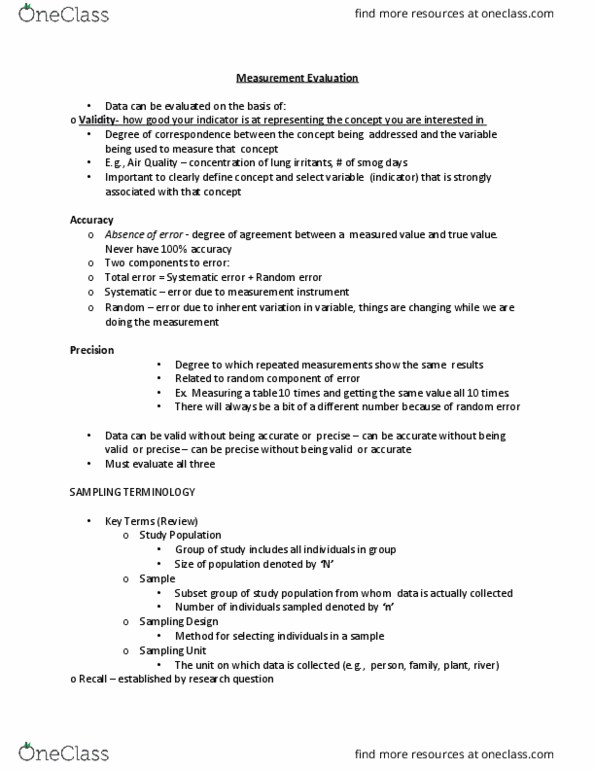 Geography 2210A/B Lecture Notes - Lecture 8: Observational Error, Sample Size Determination, Smog thumbnail