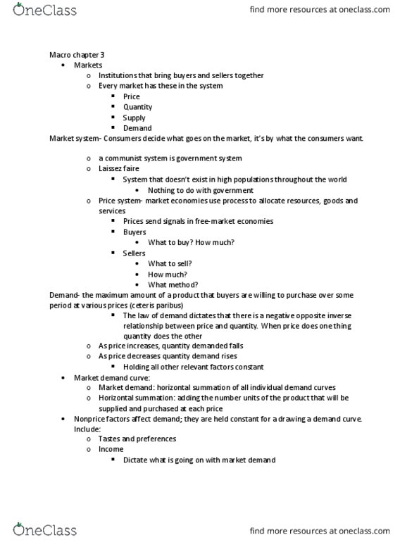 ECON1001 Lecture Notes - Lecture 2: Ceteris Paribus, Laissez-Faire, Demand Curve thumbnail