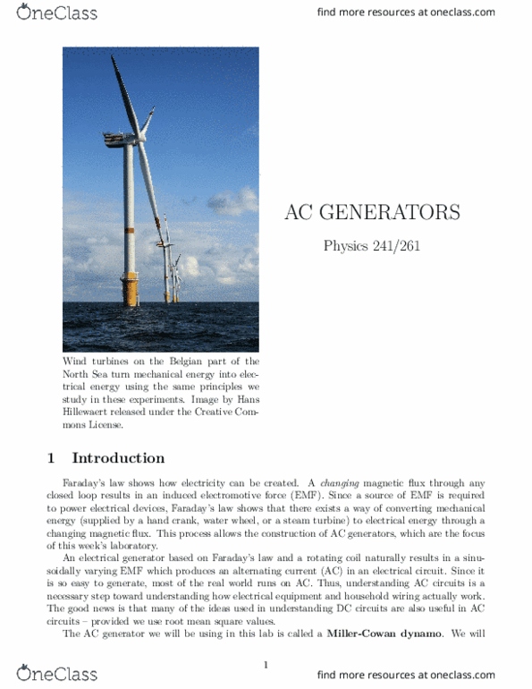 PHYSICS 235 Lecture 1: 241-261 Manual 09 AC Generators thumbnail