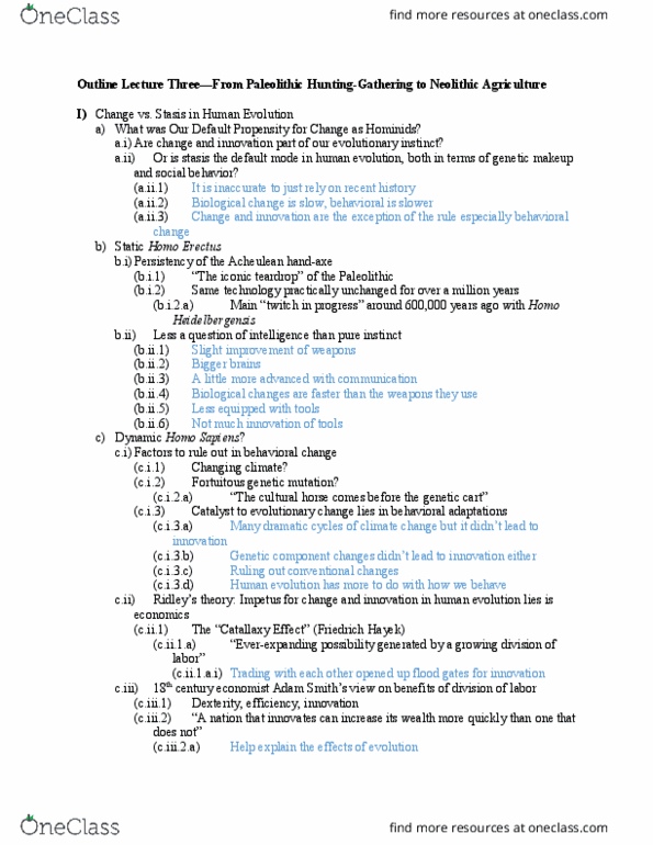 MMW 11 Lecture Notes - Lecture 3: Acheulean, Homo Heidelbergensis, Friedrich Hayek thumbnail