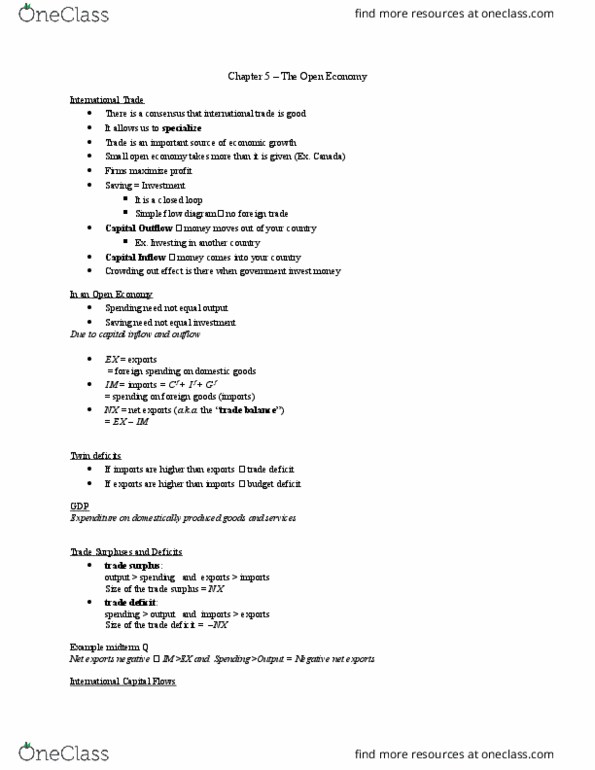 EC250 Lecture Notes - Lecture 8: Loanable Funds, Import Quota, Foreign Exchange Market thumbnail