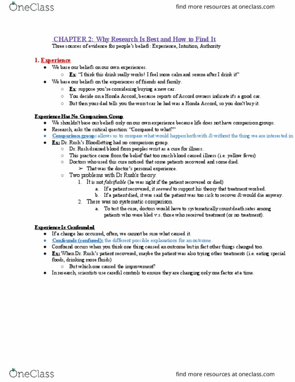 PSYC 2001 Lecture Notes - Lecture 2: Yellow Fever, Falsifiability, Consumer Reports thumbnail