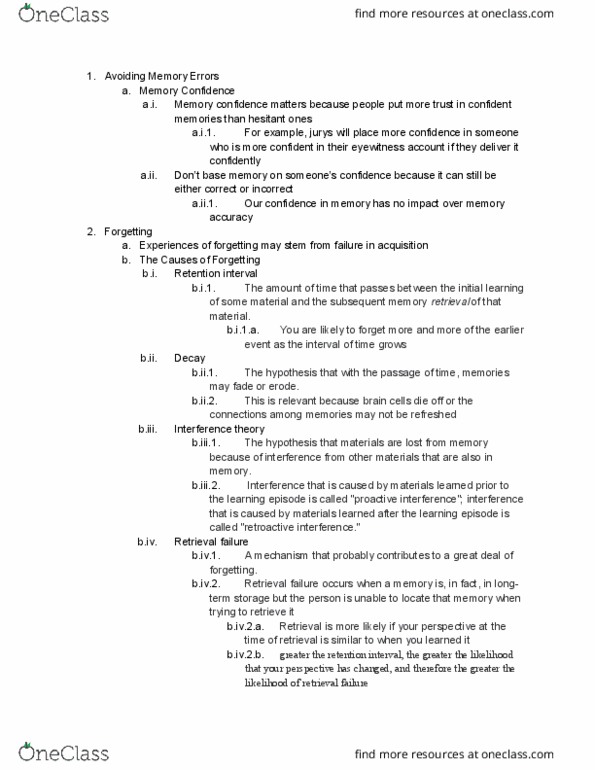 PSYC 305L Lecture Notes - Lecture 29: Interference Theory, Hypnosis thumbnail