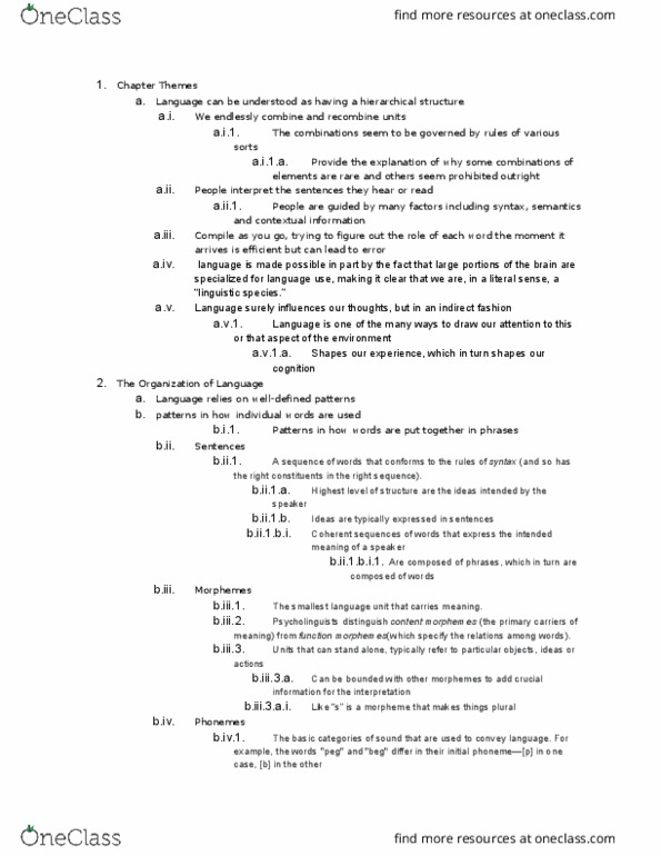 PSYC 305L Lecture Notes - Lecture 34: Function Word, Phoneme thumbnail