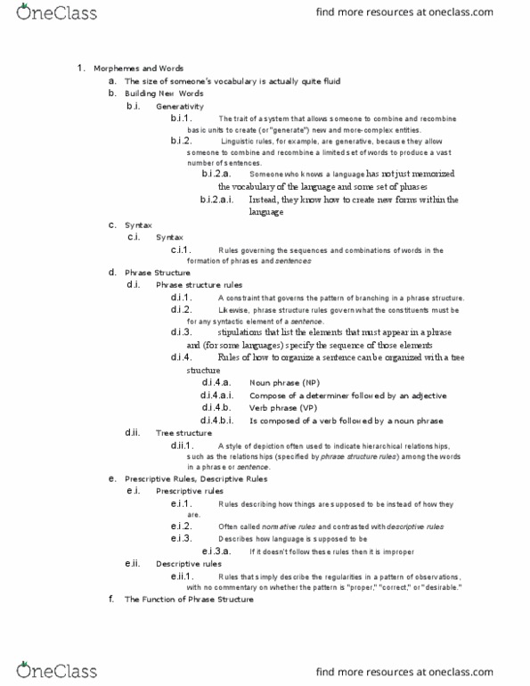 PSYC 305L Lecture Notes - Lecture 36: Phrase Structure Rules, Noun Phrase, Fokker E.Ii thumbnail