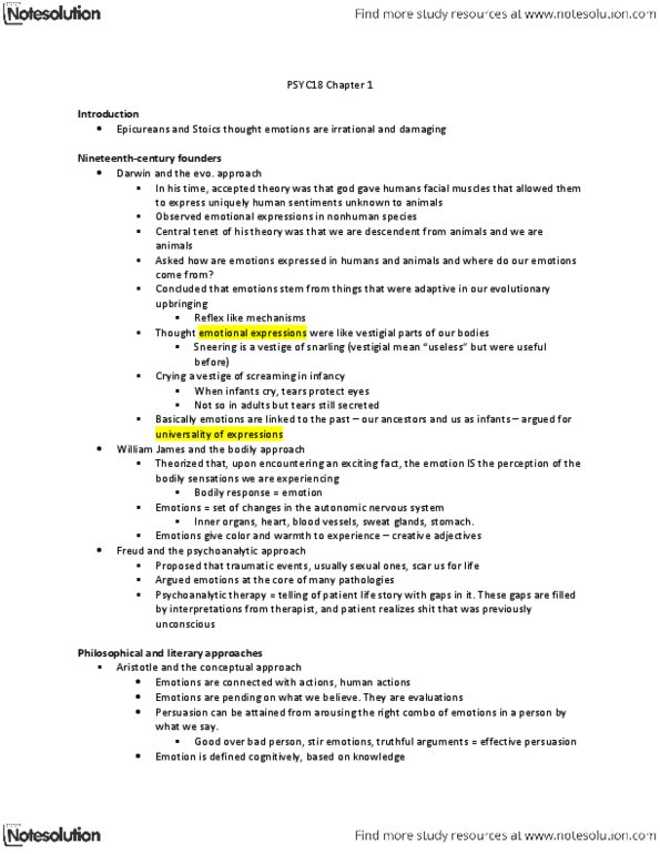 PSYC18H3 Chapter Notes - Chapter 1: In Essence, Bradycardia, Emotional And Behavioral Disorders thumbnail