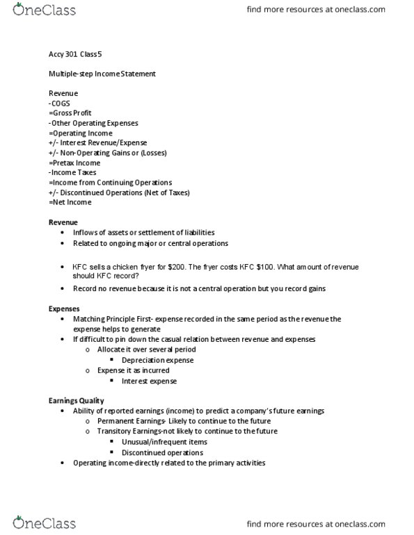 AGED 260 Lecture Notes - Lecture 5: Kfc, Net Income, Earnings Before Interest And Taxes thumbnail