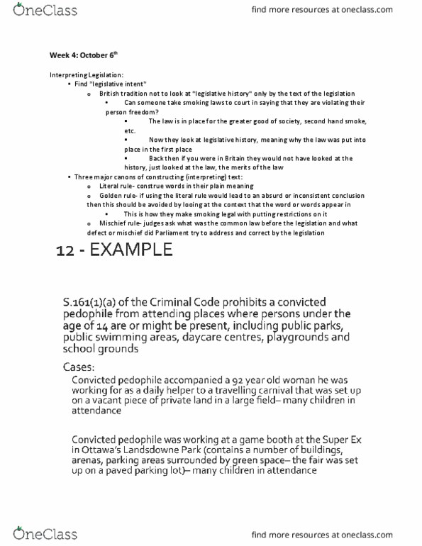 POLS 3130 Lecture Notes - Lecture 4: Mischief Rule, Plain Meaning Rule, Golden Rule thumbnail