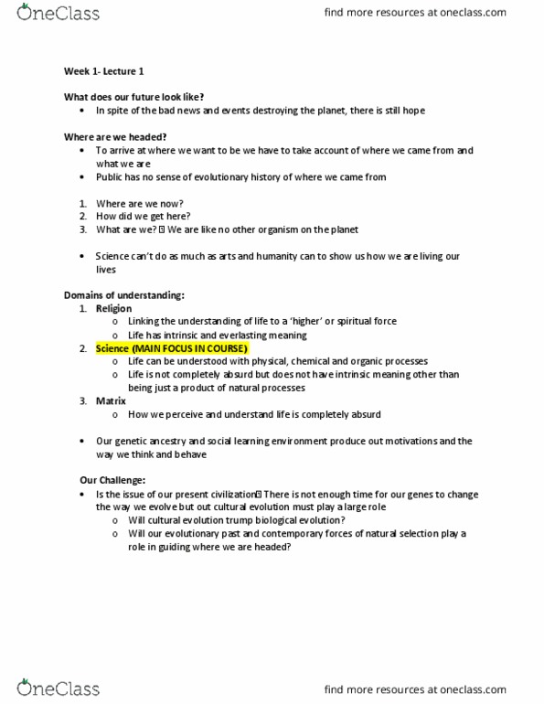 BIOL 350 Lecture Notes - Lecture 1: Global Environment Outlook, Ecosystem Services, Anthropocene thumbnail