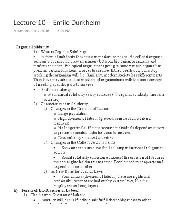 SOCIOL 2S06 Lecture 10: Lecture 10 -- Emile Durkheim thumbnail