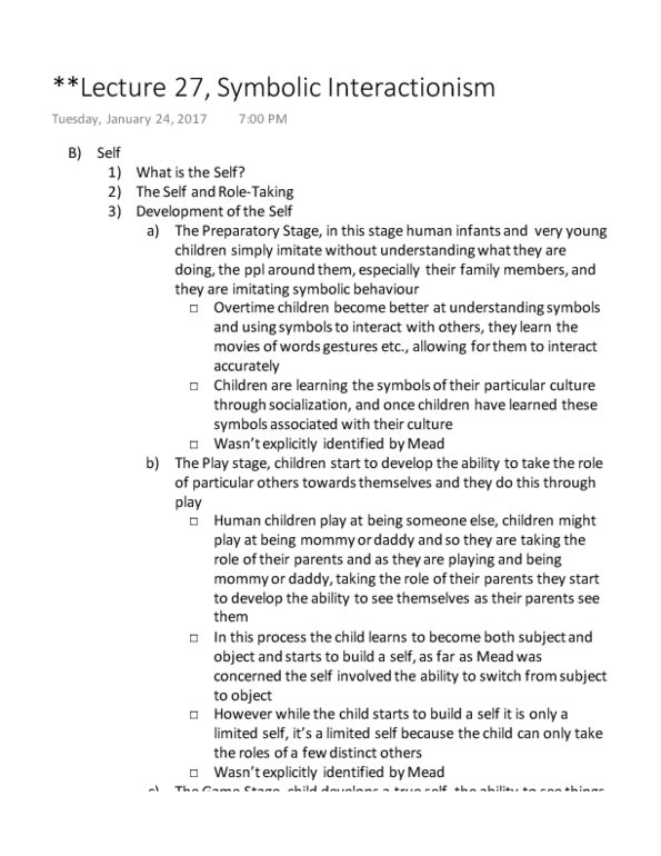 SOCIOL 2S06 Lecture 27: Lecture 27, Symbolic Interactionism thumbnail