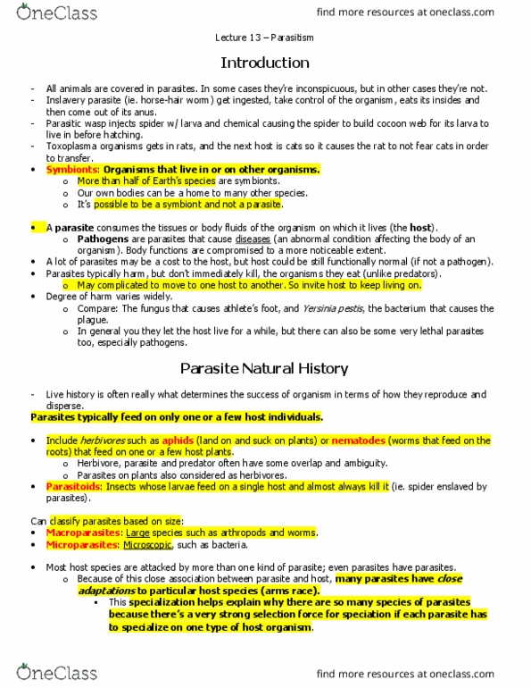 Biology 2483A Chapter 14: Parasitism thumbnail