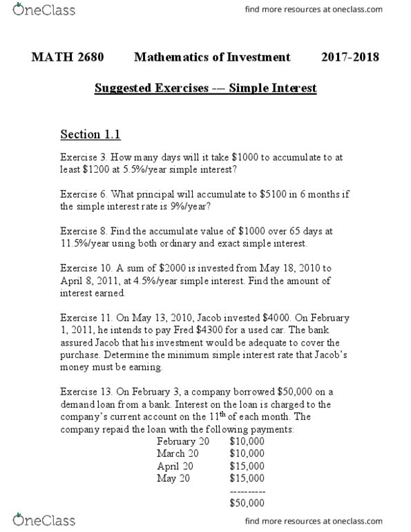 MATH 2680 Chapter Notes - Chapter 3: Interest, United States Treasury Security, Promissory Note thumbnail