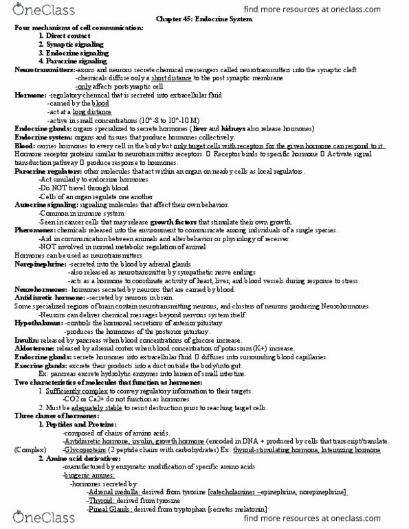 BIOL 2312 Lecture Notes - Lecture 45: Growth Hormone–Releasing Hormone, Adrenal Medulla, Thyroid thumbnail