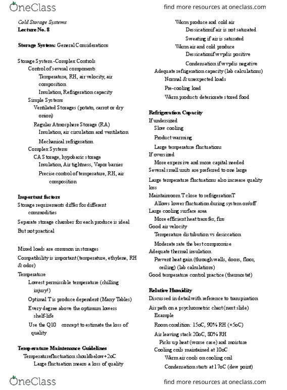 FDSC 310 Lecture Notes - Lecture 8: Psychrometrics, Vapor Barrier, Dew Point thumbnail