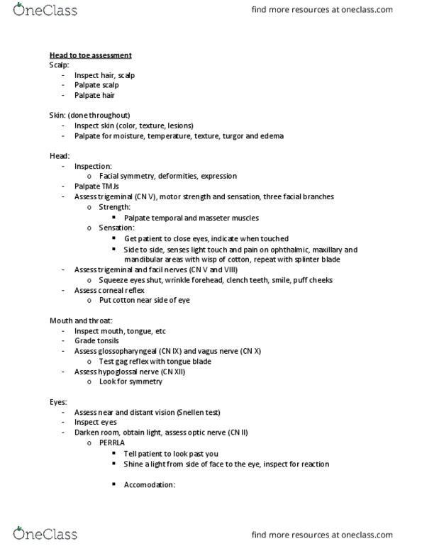 NURS105 Lecture Notes - Lecture 1: Corneal Reflex, Vestibulocochlear Nerve, Trochlear Nerve thumbnail