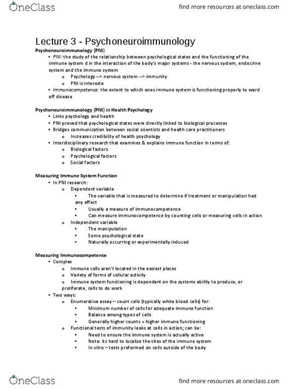 Psychology 2036A/B Lecture Notes - Lecture 3: Concanavalin A, Generalized Anxiety Disorder, Phytolacca Americana thumbnail