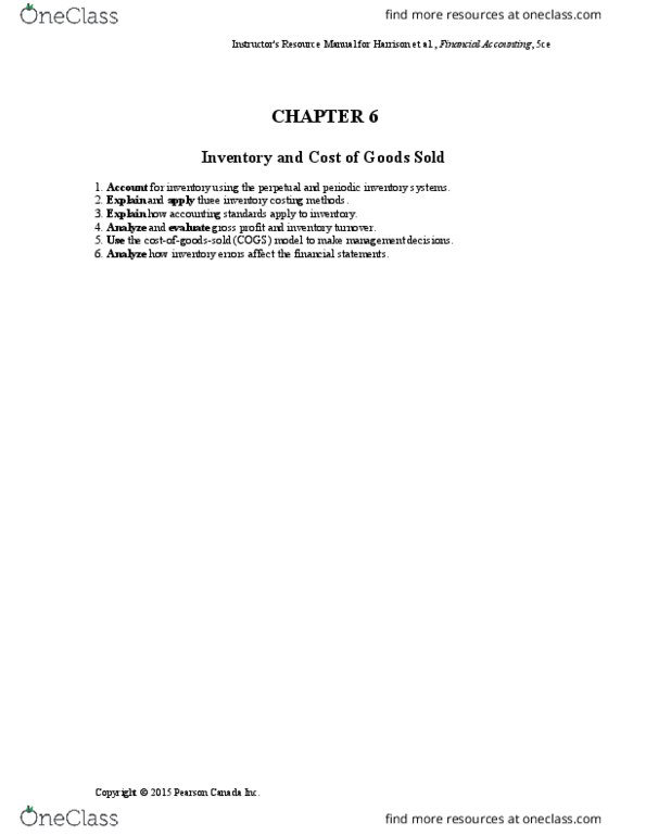 COMMERCE 1BA3 Chapter Notes - Chapter 5: Perpetual Inventory, Current Asset, Gross Profit thumbnail