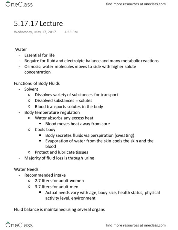 NUTR 200 Lecture Notes - Lecture 14: Adrenal Gland, Evaporation, Hypernatremia thumbnail