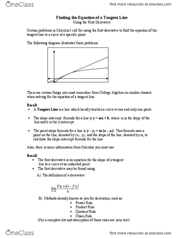 MATH 104 Lecture Notes - Lecture 2: Product Rule, Quotient Rule, Power Rule thumbnail