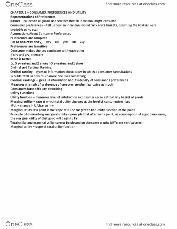 Economics 2150A/B Lecture Notes - Lecture 9: Quasilinear Utility, Utility, Marginal Utility thumbnail