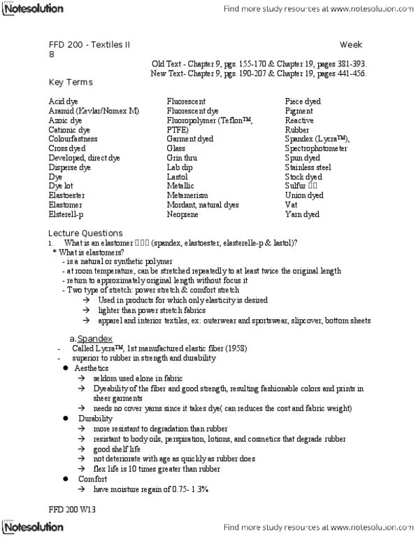 FFD 200 Lecture Notes - Polyacrylonitrile, Color Theory, Print Job thumbnail