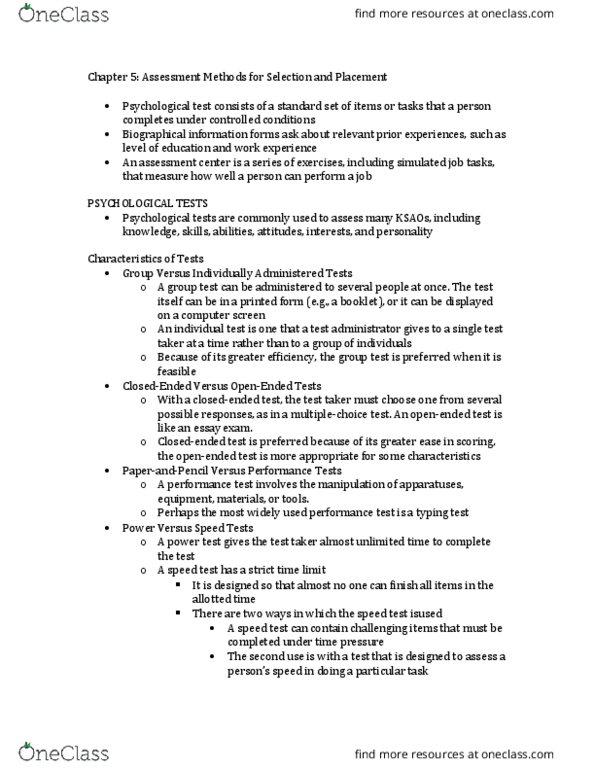 Psychology 2660A/B Chapter Notes - Chapter 5: Financial Analyst, Trait Theory, Intelligence Quotient thumbnail