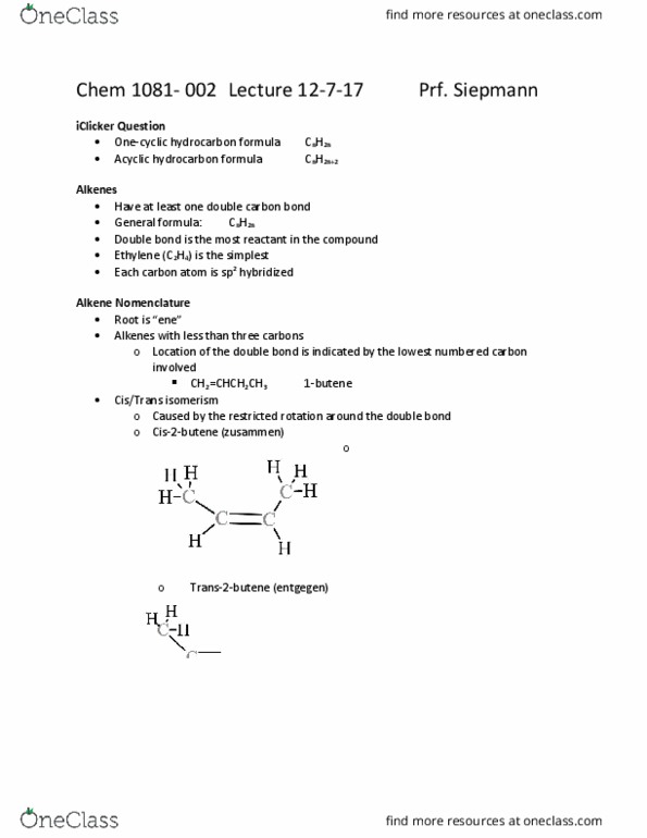 CHEM 1061 Lecture Notes - Lecture 23: Trigonometry, Alkene, Phenyl Group thumbnail