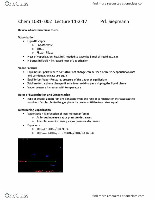 CHEM 1061 Lecture Notes - Lecture 25: Molar Mass, Triple Point, Vaporization thumbnail