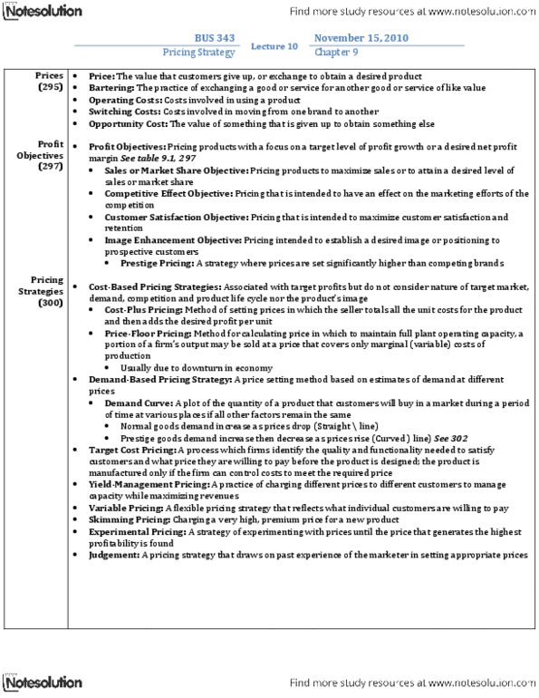 BUS 343 Chapter Notes -Rigging, Substitute Good, Pricing Strategies thumbnail