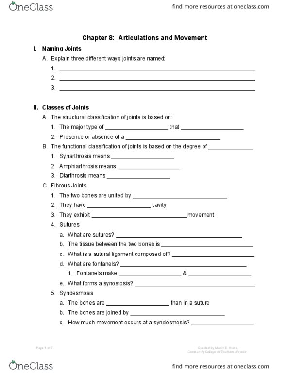 01:119:127 Chapter Notes - Chapter 8: Periodontal Fiber, Hinge Joint, Synovial Fluid thumbnail