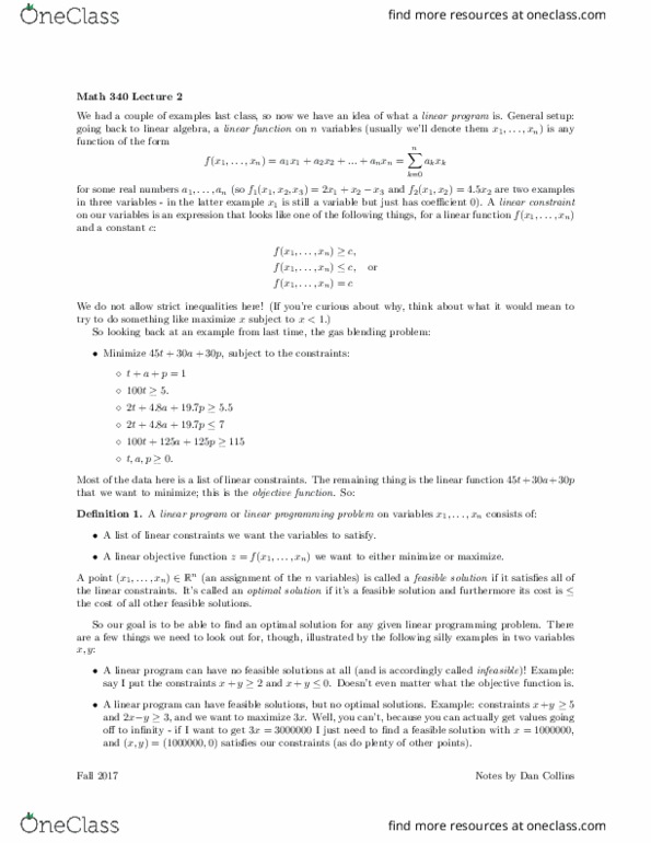 MATH 340 Lecture Notes - Lecture 2: Negative Number, 32X, Linear Algebra thumbnail