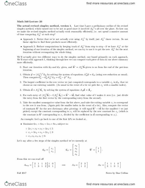 MATH 340 Lecture Notes - Lecture 20: Linear Algebra, Augmented Matrix thumbnail