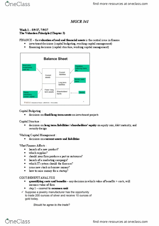 MGCR 341 Lecture Notes - Lecture 1: Net Present Value, Savings Account, Arkansas Highway 1 thumbnail