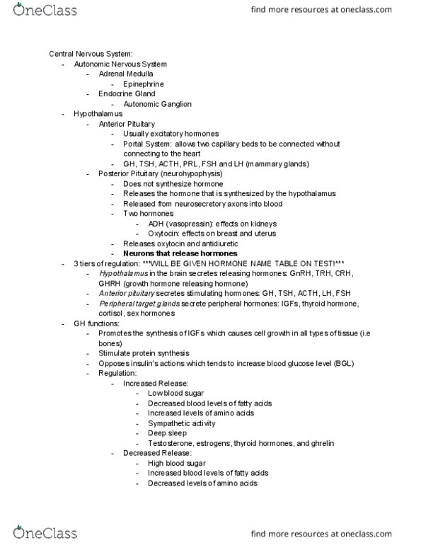 PHSL 3051 Lecture Notes - Lecture 25: Gigantism, Epiphyseal Plate, Insulin thumbnail