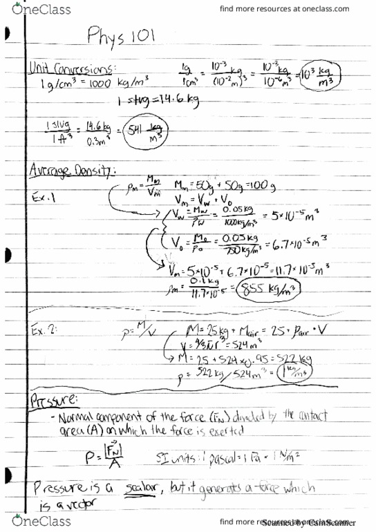 PHYS 101 Lecture 1: Overview of Pressure, Unit Conversions, and Density thumbnail