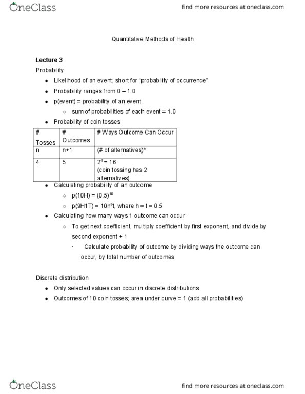 HSS 2381 Lecture Notes - Lecture 3: Standard Deviation, Probability Distribution, Type I And Type Ii Errors thumbnail