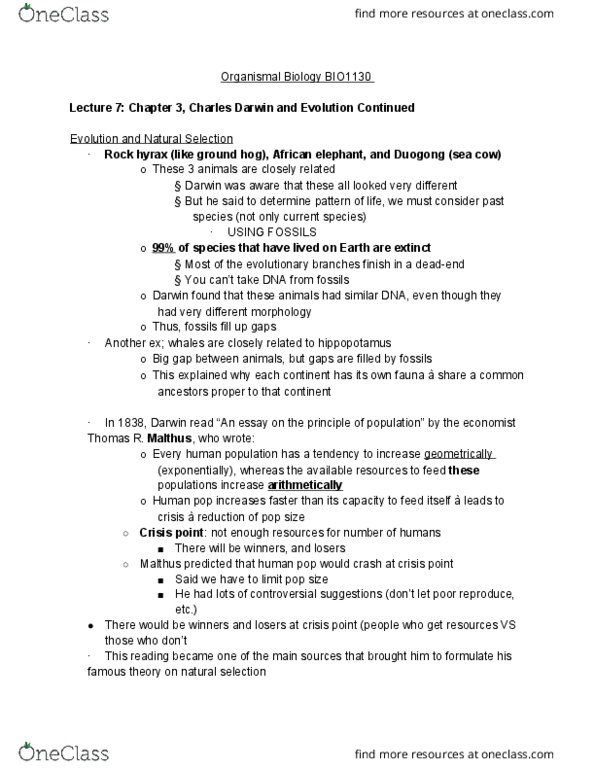 BIO 1130 Lecture Notes - Lecture 7: Ocean Sunfish, Linnean Society Of London, Rock Hyrax thumbnail