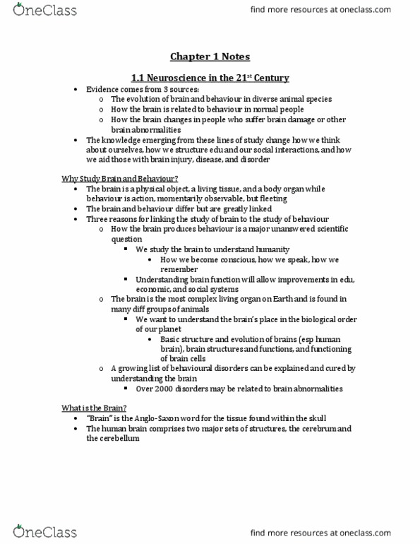 PSYB65H3 Chapter Notes - Chapter 1: Olduvai Gorge, Louis Leakey, Autism Spectrum thumbnail