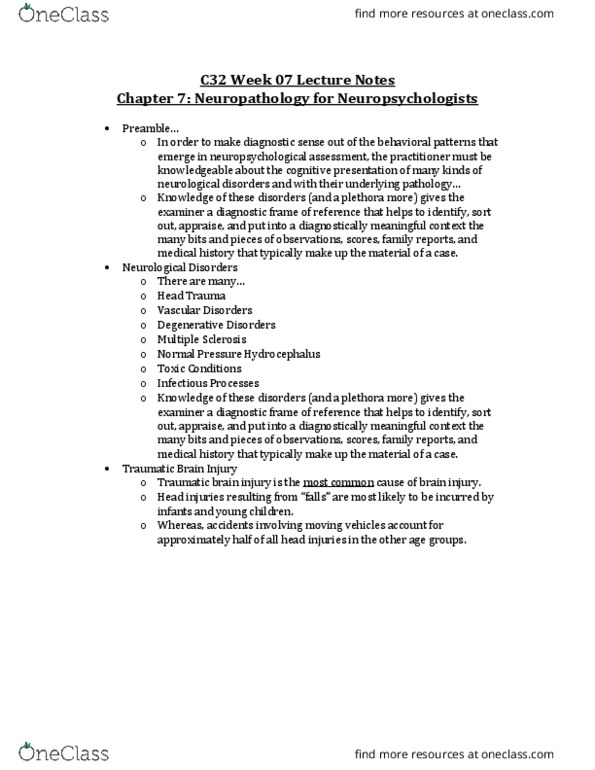 PSYC31H3 Lecture Notes - Lecture 7: Thrombosis, Cerebrovascular Disease, Thrombus thumbnail